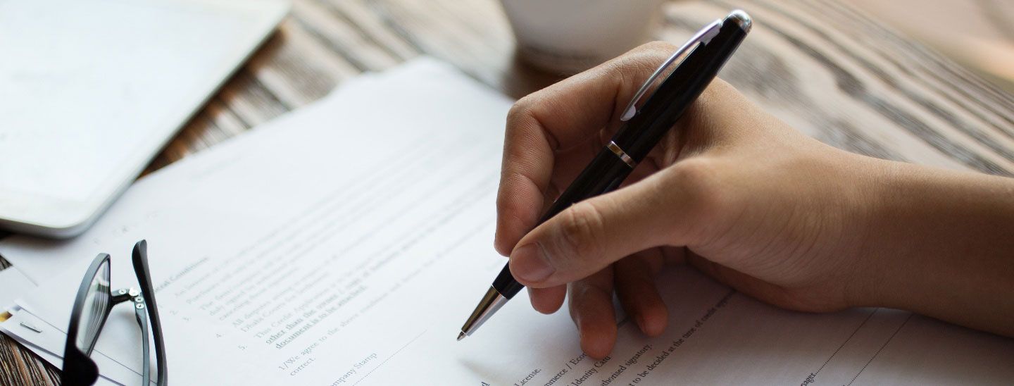 Female filling in form