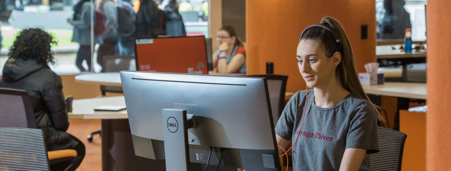 Female student on computer