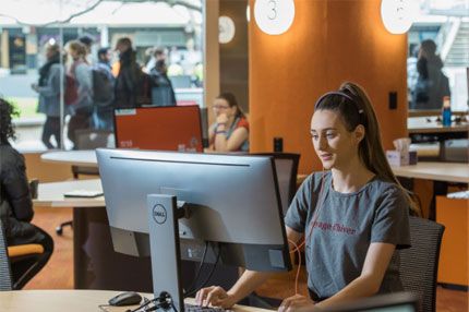 Female student on computer