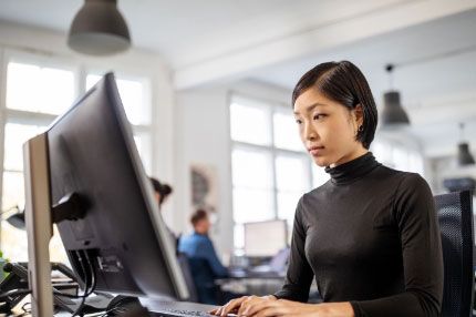 Female working on computer