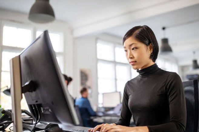 Female working on computer