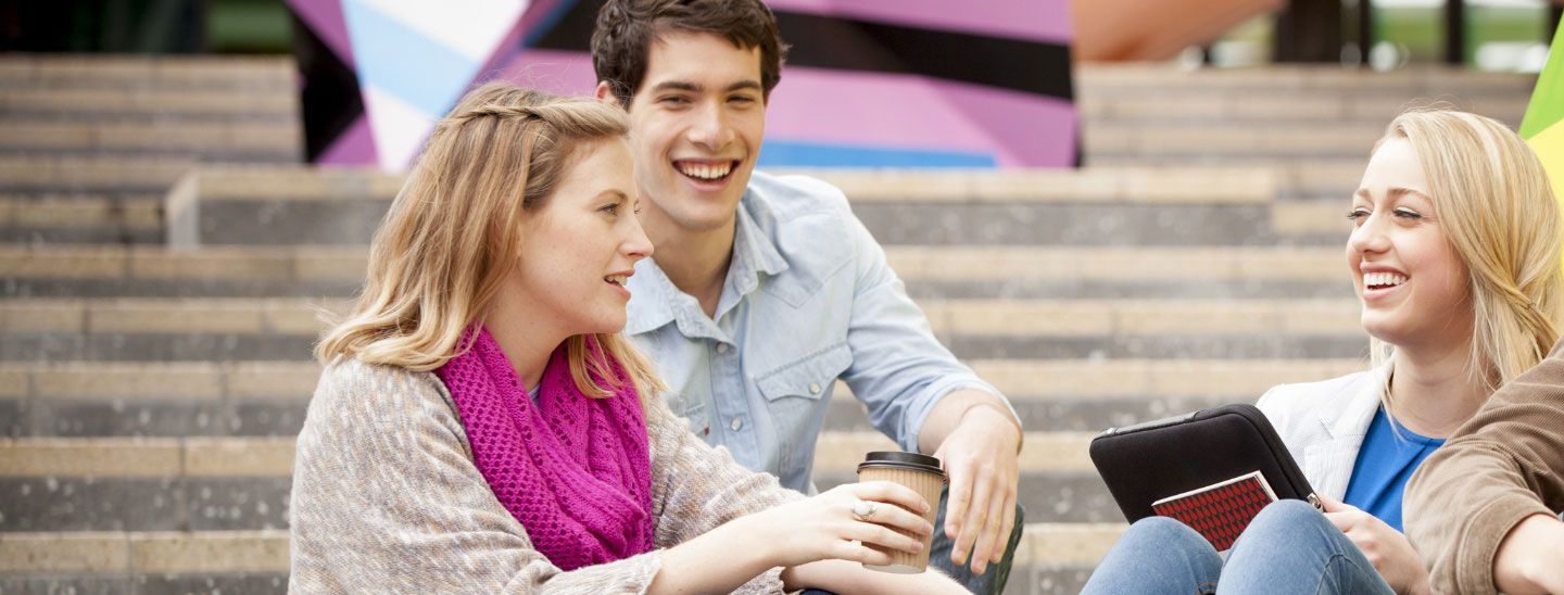 Group talking on stairs