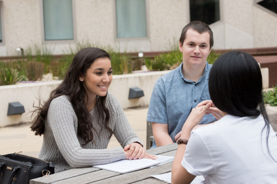 Group talking outdoors